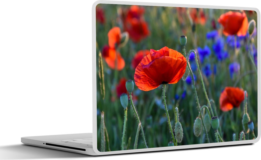 MuchoWow Laptop Aufkleber Sticker Cover Bunte Mohnblumen in den Niederlanden 25x18 cm - Laptop-Deko
