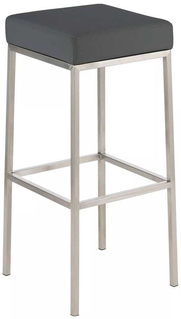 In And OutdoorMatch Barhocker Litzy - Ohne Rückenlehne - 1er Set - Ergonomisch - Barhocker für Küche oder Kantine - Quadratisch - Grau - Sitzhö...
