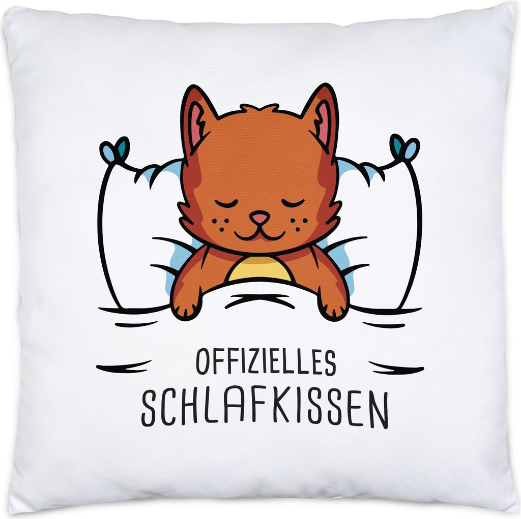Offizielles Schlaf-Kissen inkl. Füllung Schlafende Katze Cat Haustier Süße Geschenk-Idee Schnarch-Kissen
