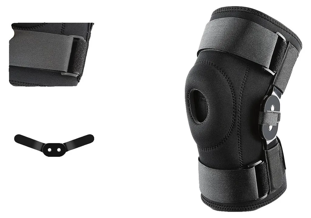 Genouillère stabilisatrice noire, maintien latéral renforcé ajustable
