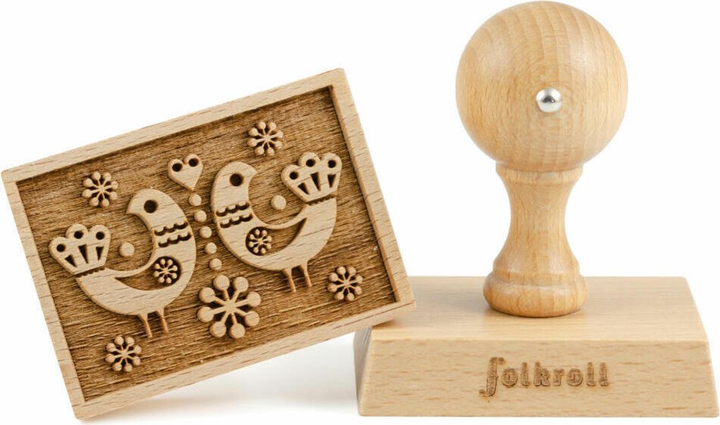 Folkroll Keksstempel Folk Tauben, 70x50 mm, Cookiestempel, Backstempel, Keks, Stempel, Motiv, Buchenholz, 334737