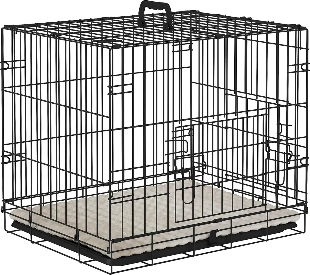Cage chien avec bac de sol amovible 60x40x50 cm robuste et lavable