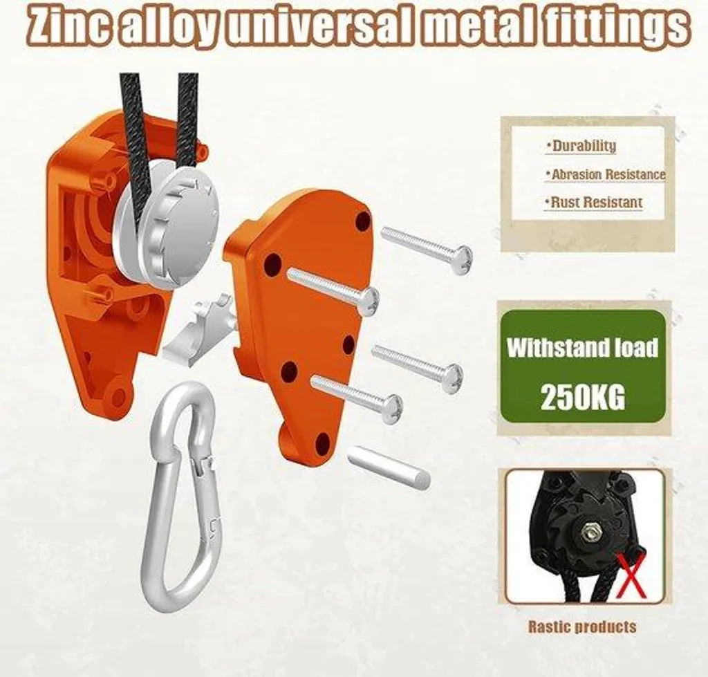 Corde de tente anti-chute réfléchissante 4mm orange et tendeur alu