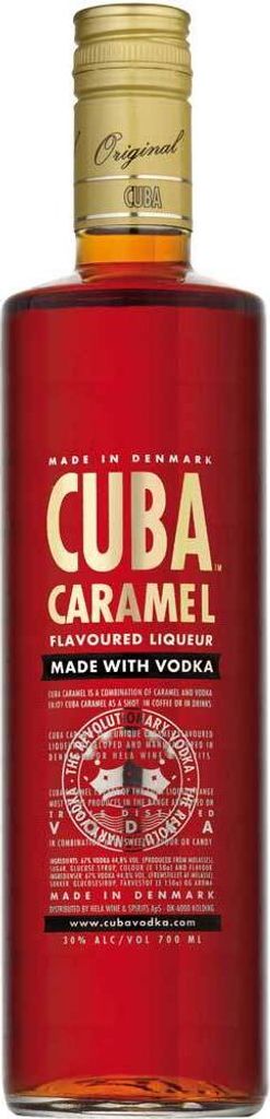 A bottle of Cuba Caramel Flavoured Liqueur.