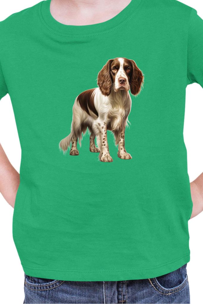 Kinder T-Shirt Dogs Breeds English Springer Spaniel Dog Breed 005, 12-13 Jahr - 152 / Grün