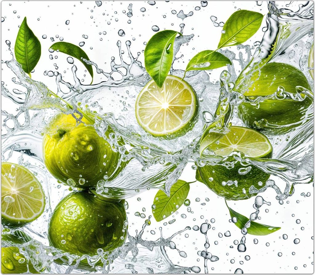 Spritzschutz Herdabdeckplatte Schneidebrett aus Glas Zitrusfrucht Spritzer 1-Teilig (60x52cm)