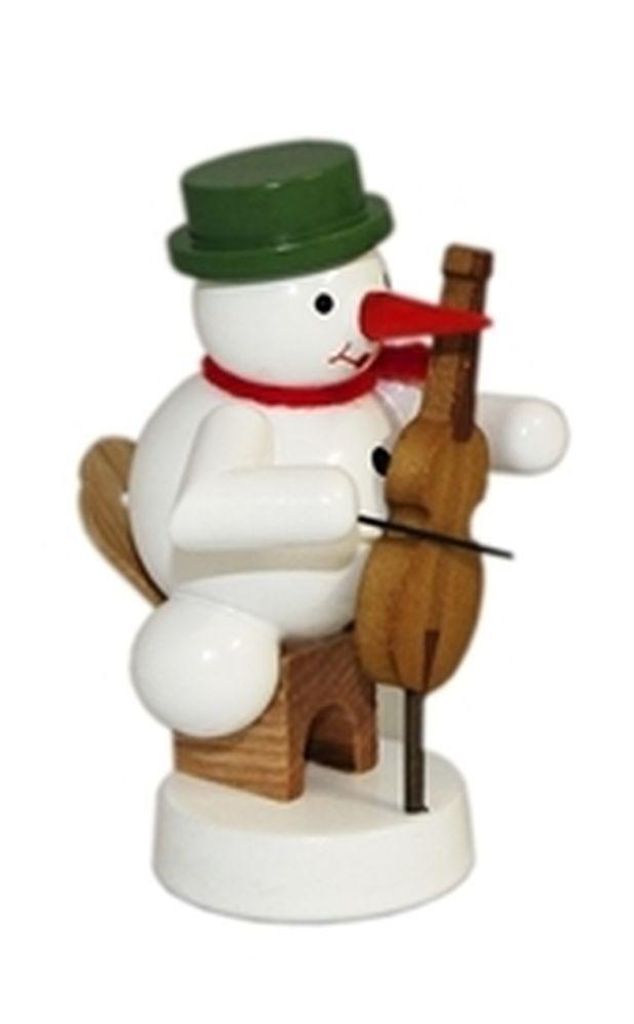 Schneemann Musikant mit Cello (8cm) von Zenker Volkskunst