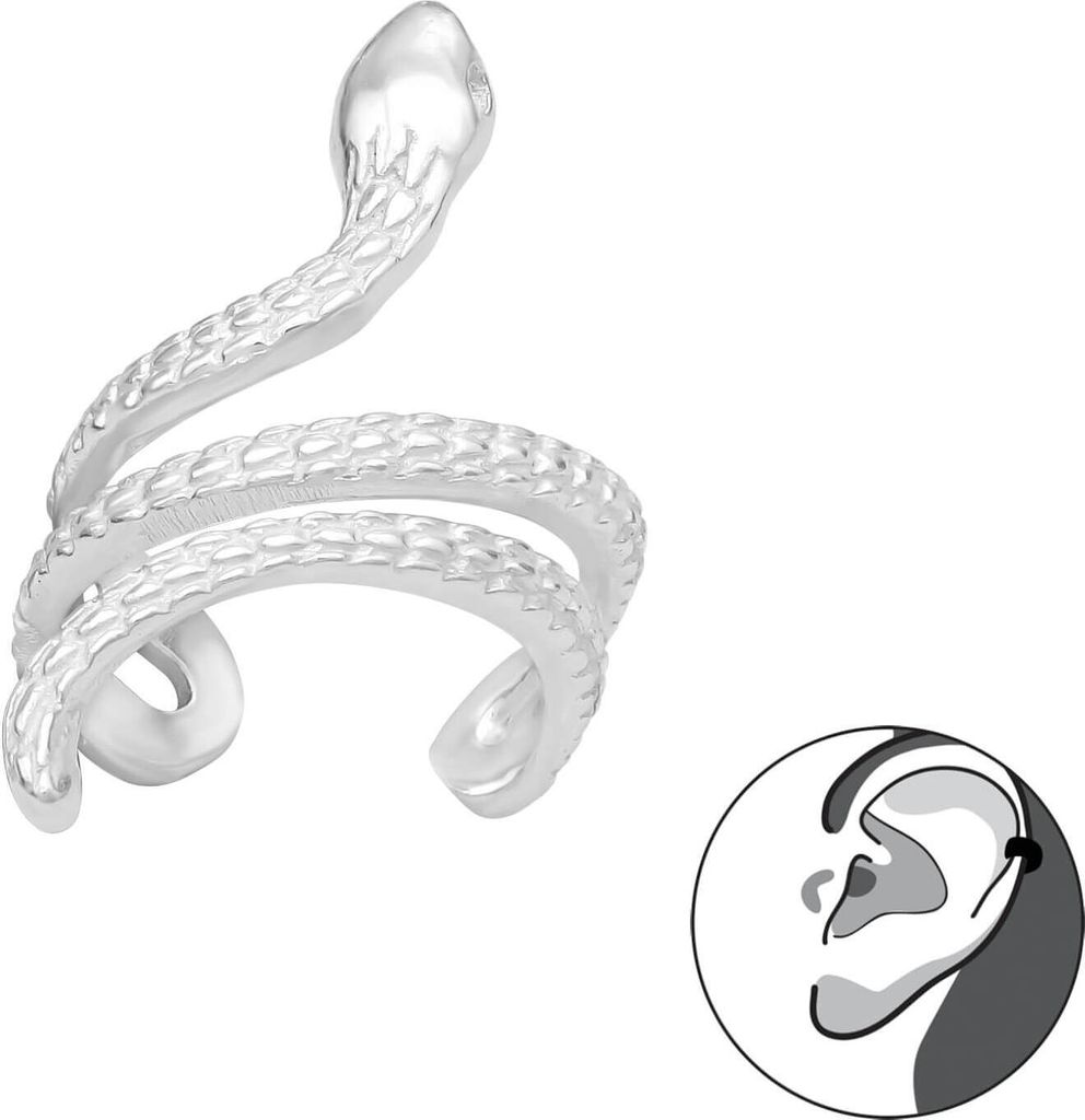 Ear Cuff Ohrringe 925 Sterling Silber Ohrklemme mit Schlange