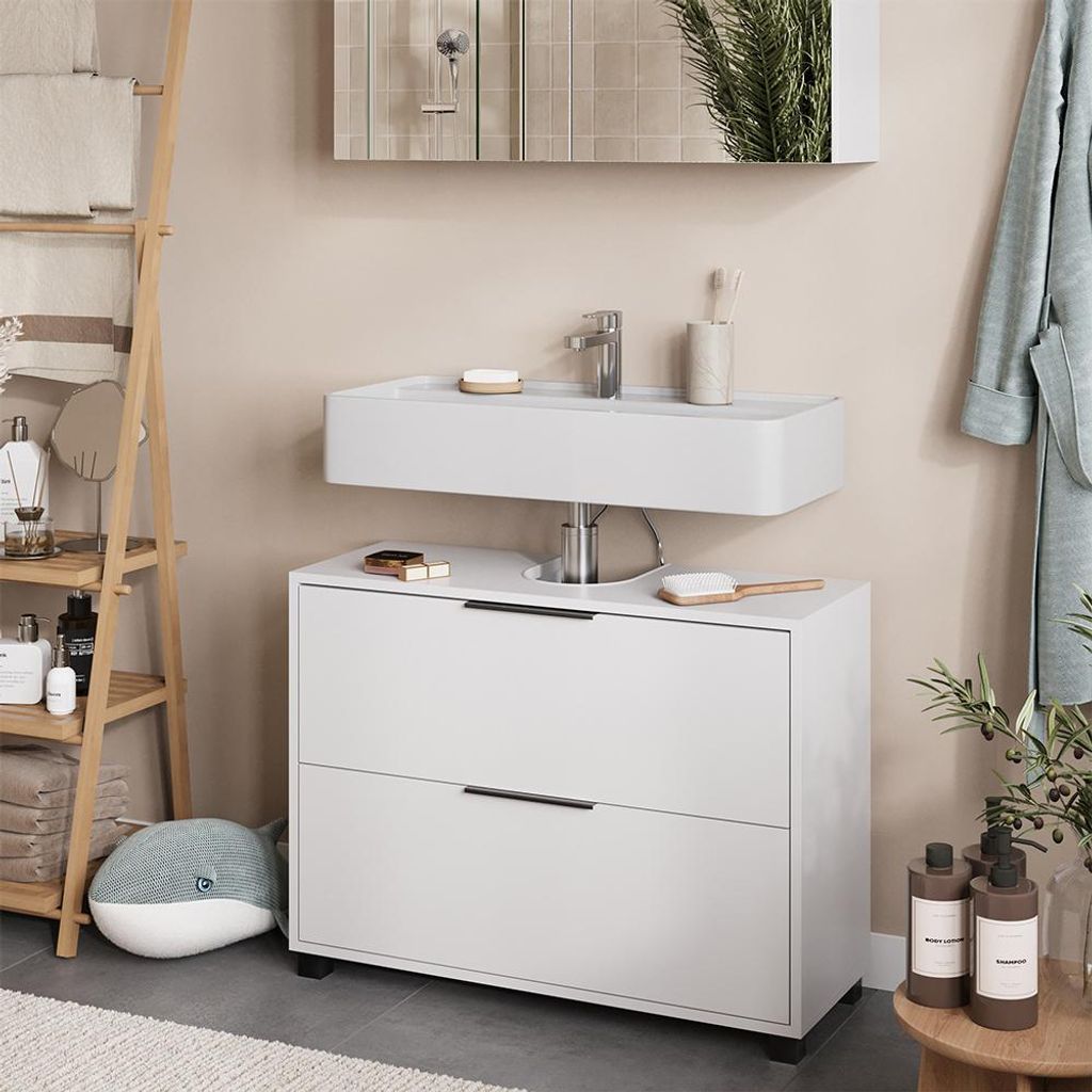Mobile sottolavabo per bagno Vicco Alina Bianco 80 x 60 cm Immagine del prodotto 
