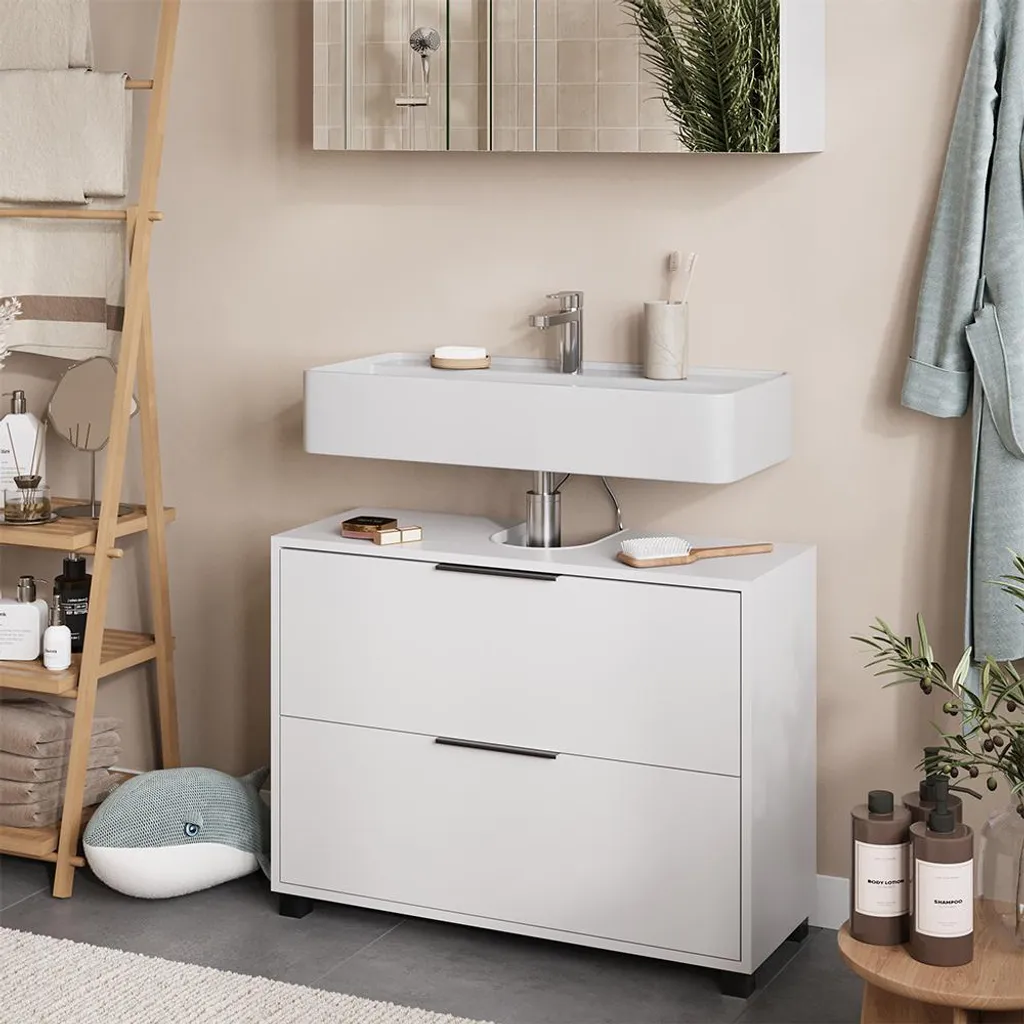 Vicco Alina Meuble sous Vasque Blanc 80x60cm 2 Tiroirs Modèle 59023