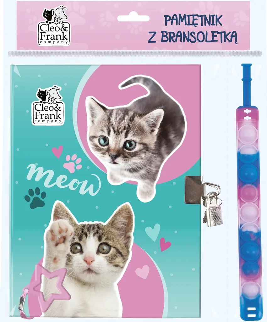 Diario Segreto Derform Cleo & Frank con Lucchetto e Pop It