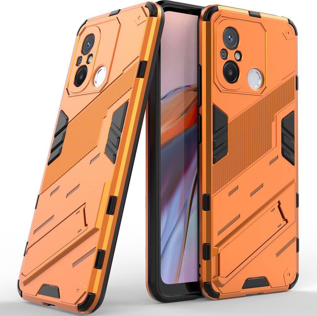 Armor Hülle für Xiaomi Poco C55 /Redmi 12C, Hybrid PC TPU Bumper Stoßfestes Schutzhülle mit Standfunktion Weiß