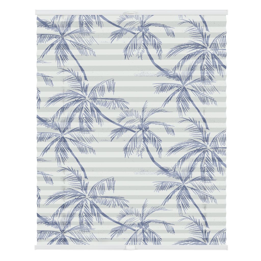 Julia Schumacher by Lichtblick Plissee Klemmfix, ohne Bohren, blickdicht, Blueprint Palms - Blau 45 x 130 cm (B x L)