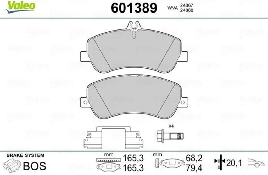 Plaquettes de frein avant Mercedes GLK X204 Valeo 601389 usage intensif