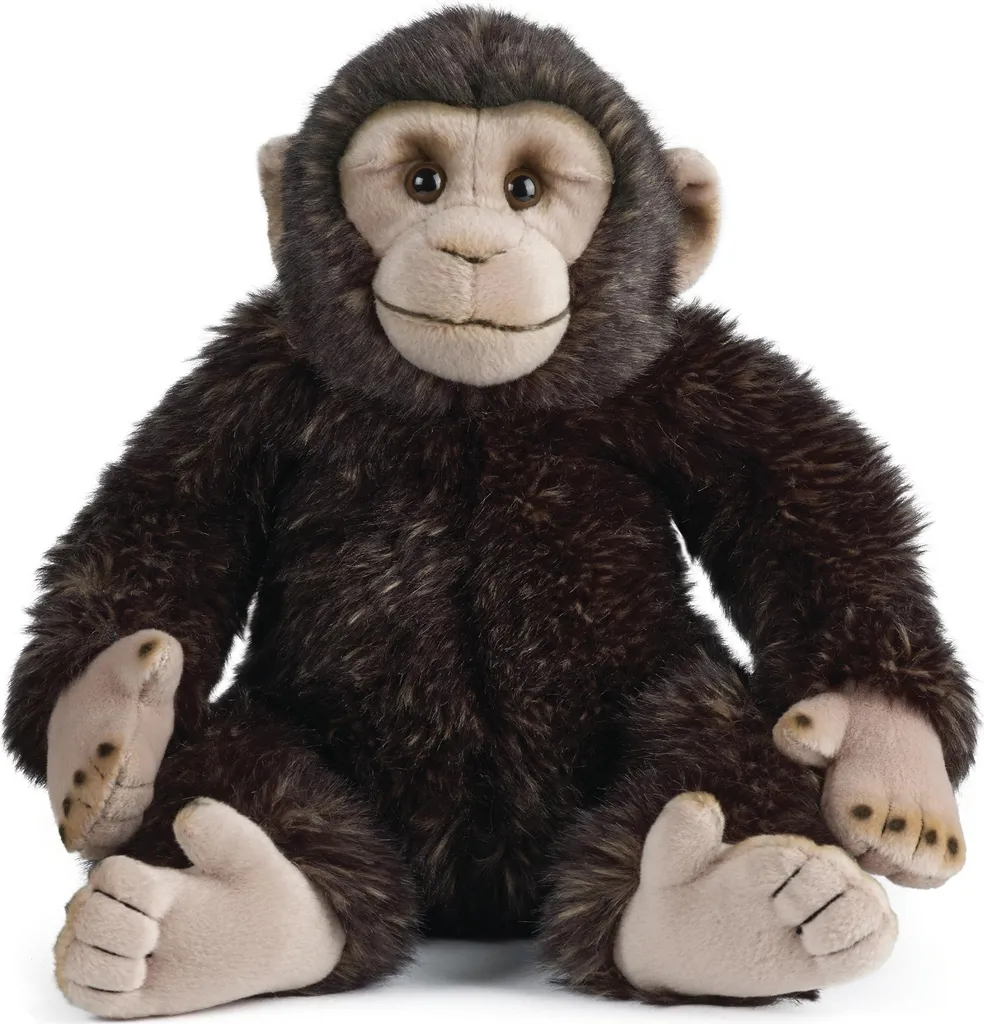 Living Nature Peluche Chimpanzé 30 cm - Singe en Peluche Réaliste AN442