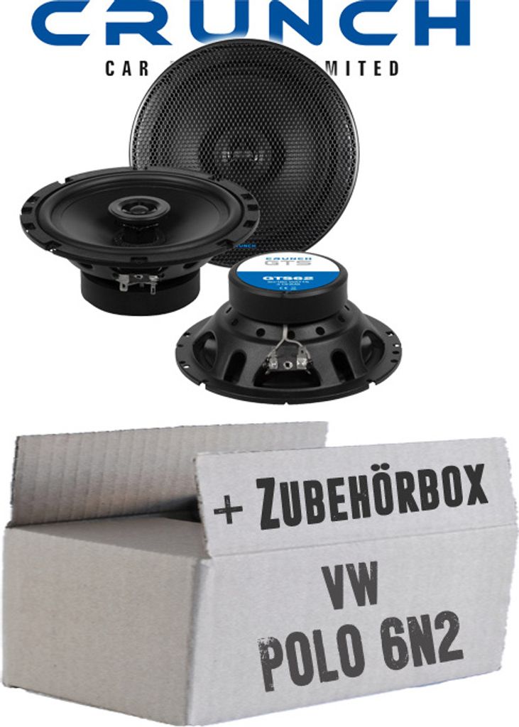 Lautsprecher Boxen Crunch GTS62 - 16,5cm 2-Wege Koax GTS 62 Auto Einbauzubehör - Einbauset passend für VW Polo 6N2 - justSOUND