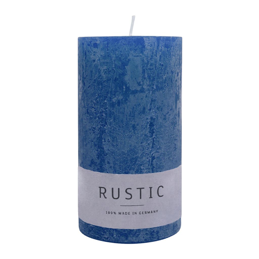 Stumpenkerze aus Paraffin, Nachtblau, Rustic, WENZEL, Produktbild 