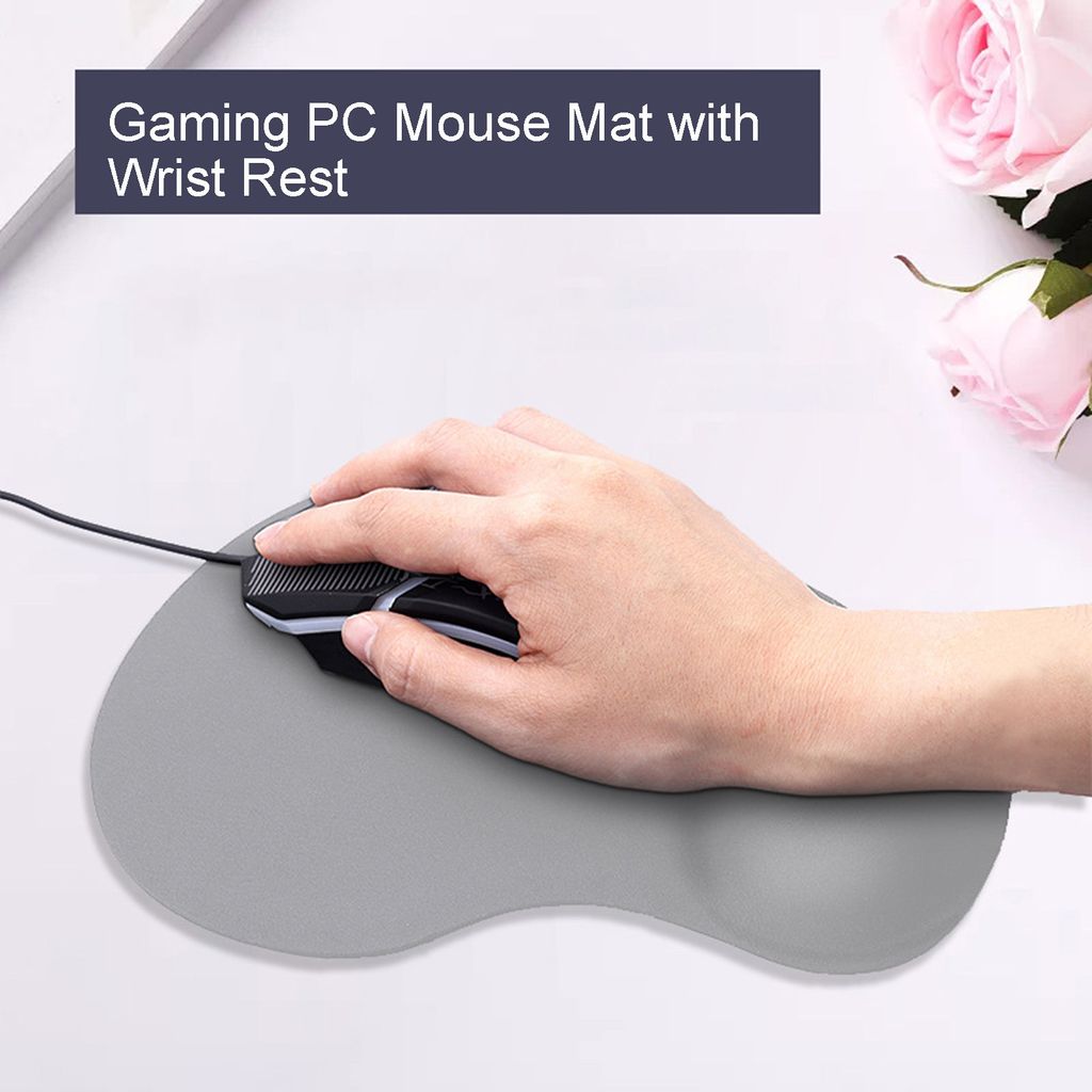 Mousepad Nicht-Rutsch-Basis Ultra Soft Reduzieren Sie Handmüdung Ergonomic Gaming PC Mausmatte mit Handgelenksruhe für Typist-Grau