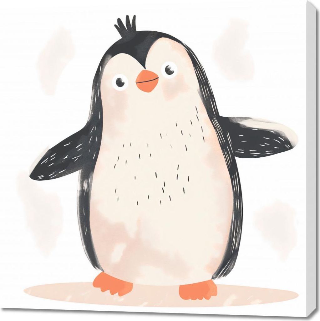 Bild 90x90cm Freude des kleinen Pinguins