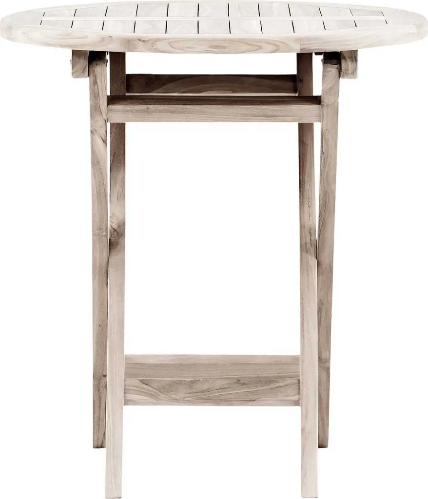Table ronde Kenya Ø70cm finition whitewash résistante aux intempéries
