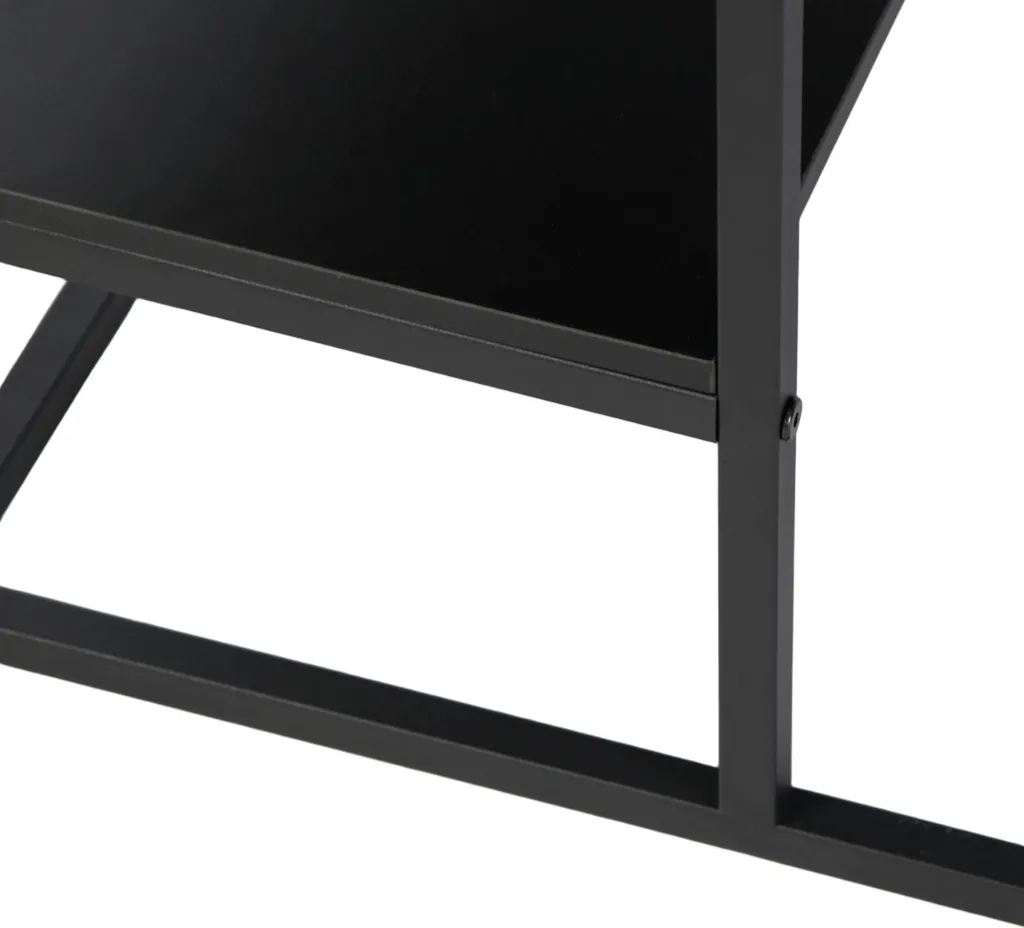 Table basse robuste facile d'entretien cadre métal noir 102x52x42 cm