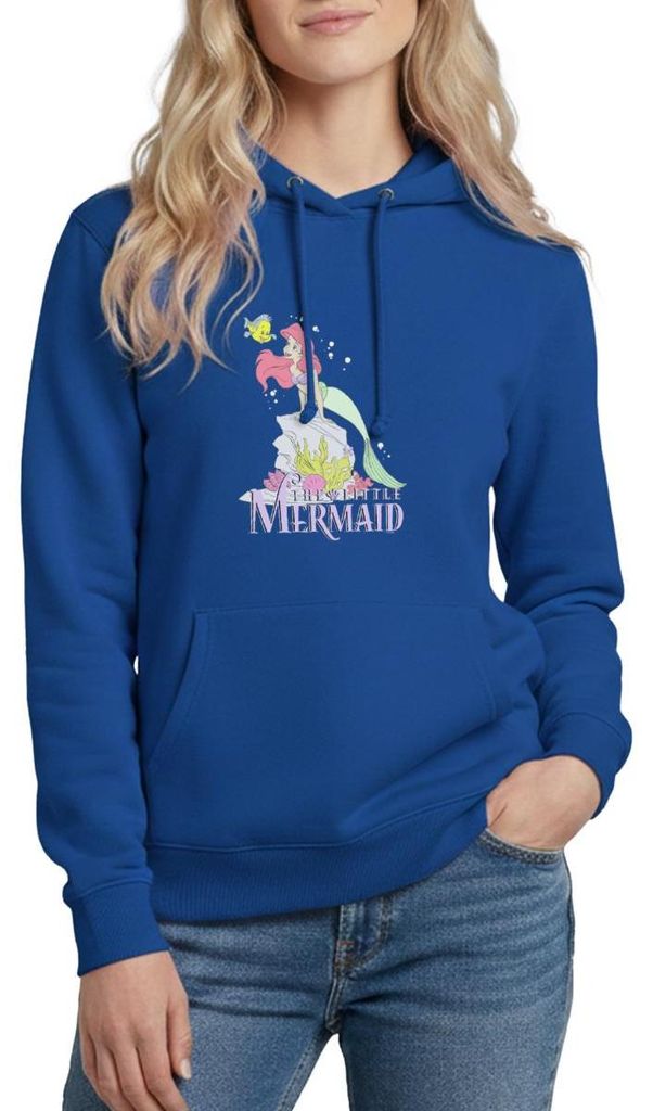 Arielle Die Kleine Meerjungfrau Auf Felsvorsprung Damen Hoodie, S, Royalblau