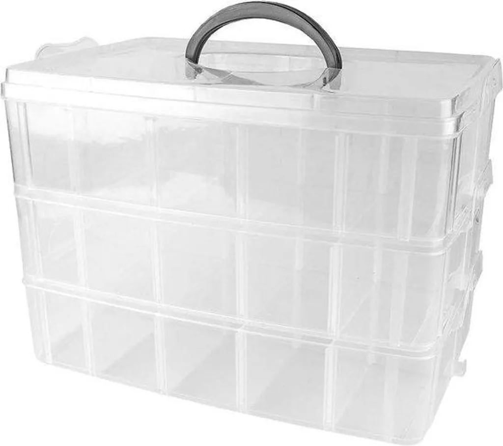 Boîte de rangement modulable 30 cases avec couvercle et poignée solide