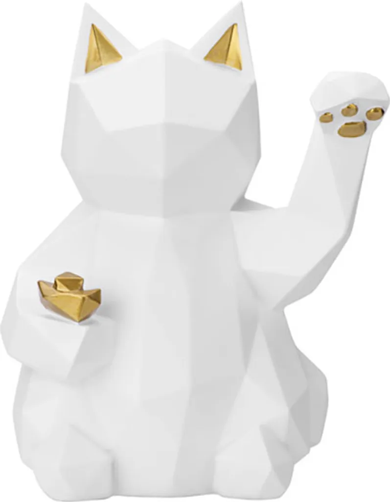 TechKidz Lucky Cat Maneki-neko Moderne Blanc Décoration Intérieure Zen