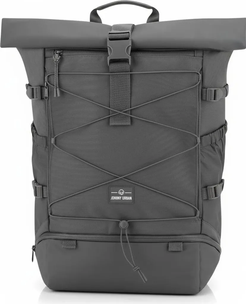 Sac à Dos Rolltop Résistant à l'Eau 37L avec Compartiment PC Gris