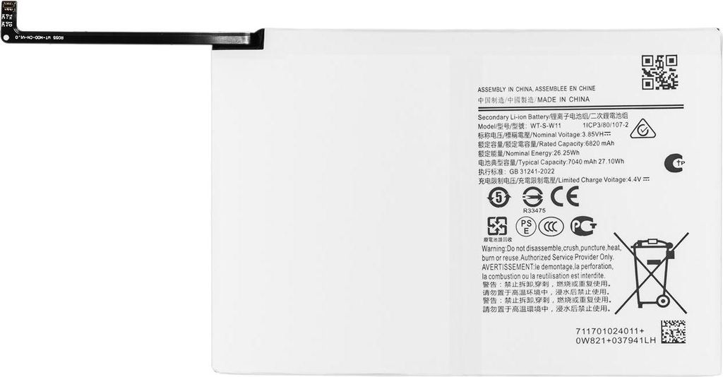 Samsung Akku für Galaxy Tab A9+ Tablet, 7040 mAh Kapazität, 3,85 V Spannung