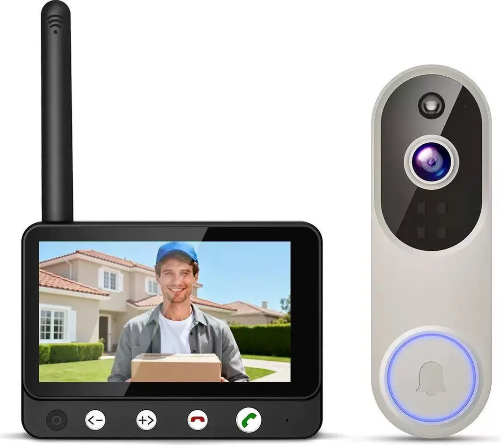 Visiophone Sans Fil WiFi 1080p - Sonnette Vidéo Connectée avec Vision Nuit