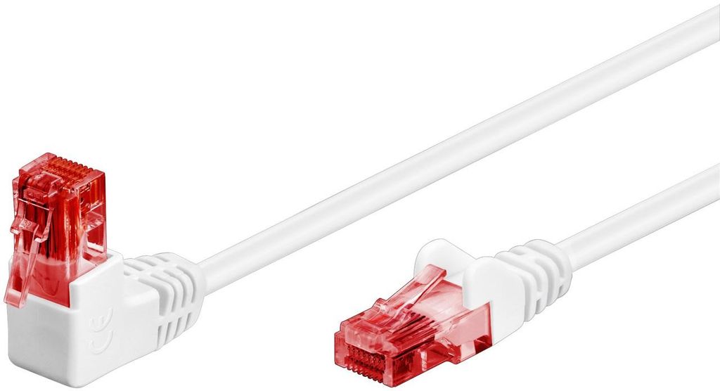 Goobay CAT 6 Patchkabel 1x 90° gewinkelt, U/UTP, Weiß, 5 m