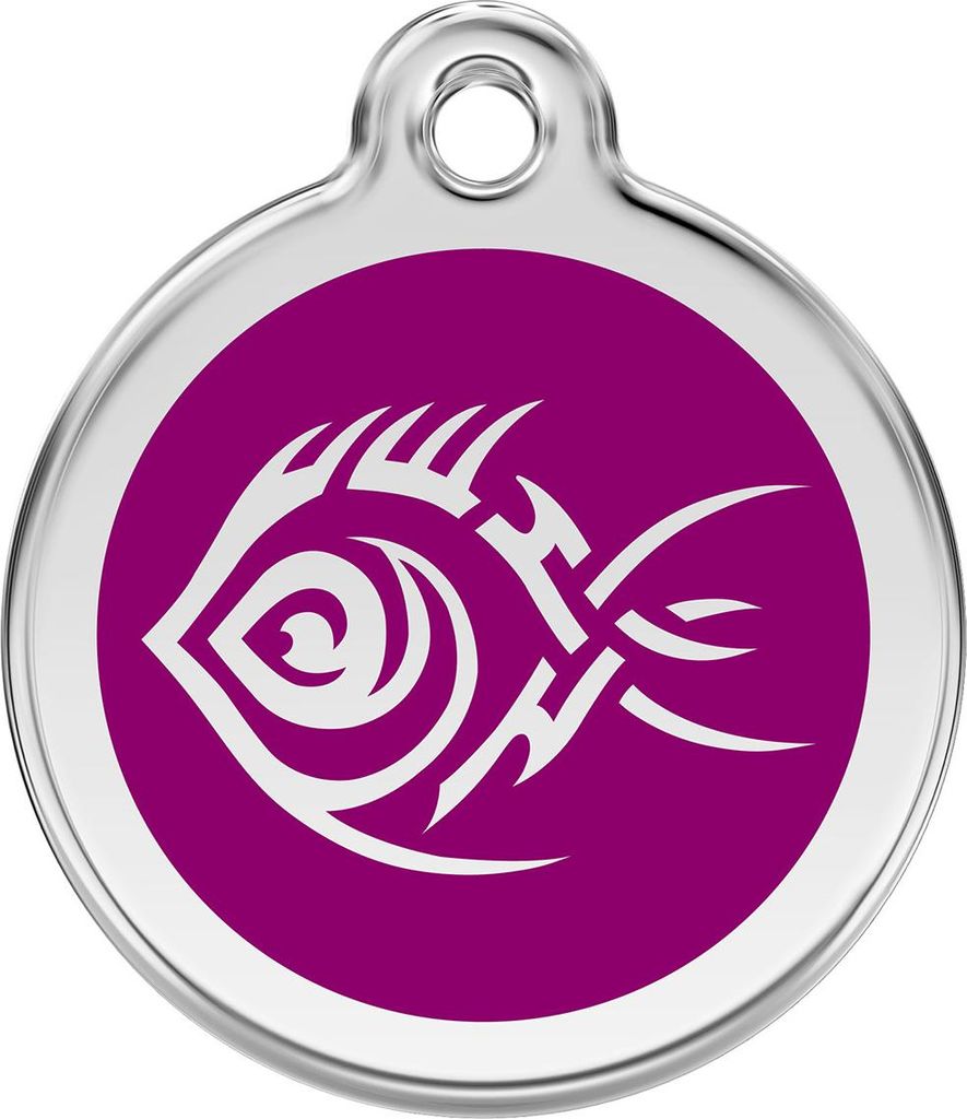 RedDingo Hundemarke mit individueller Gravur Tribal Fisch purple, Größe: M