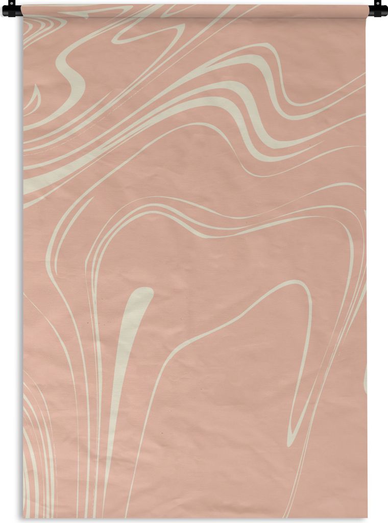 MuchoWow Wandteppich Wandbehang Marmor - Lachs - Linie 120x180 cm Tapisserie Dekoration Wandtuch - Schlafzimmer - Dekorationen für das Haus