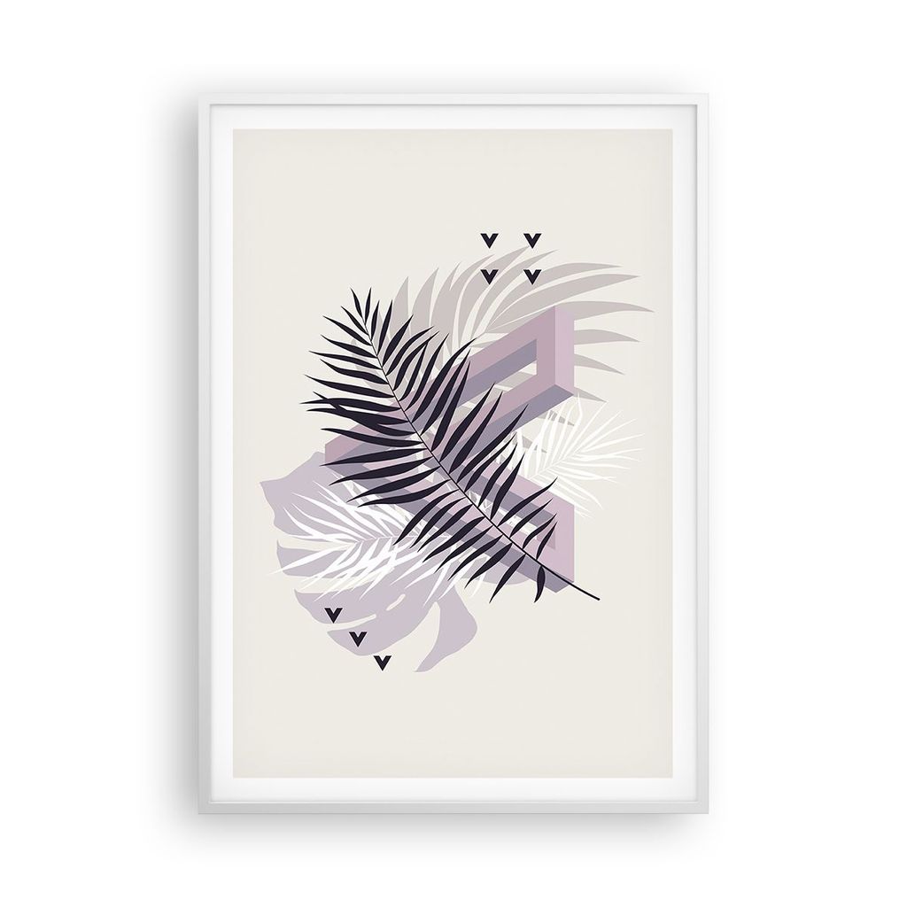 Gerahmtes Poster - Weißer Rahmen - Grafiken Blatt Buntstift - 70x100 cm - Wand Bild - Wanddeko - Wandbilder - Kunstposter - Wandposter - Bilderrah...