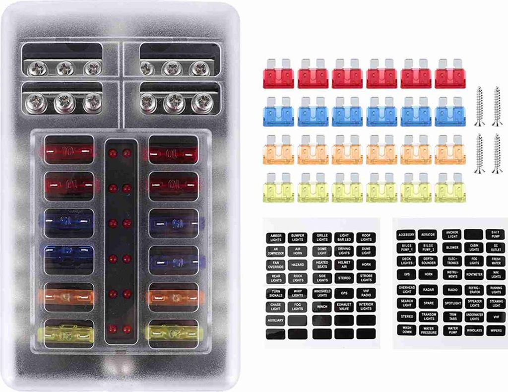 Sicherungskastenhalter 12 Wege Klinge mit LED Light Waterd Block Universal für die marine Yacht Automotive