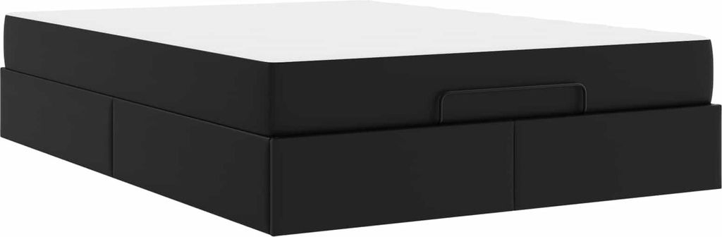 Bettgestell mit Matratze mit Matratze 2 pcs Schwarz PVC