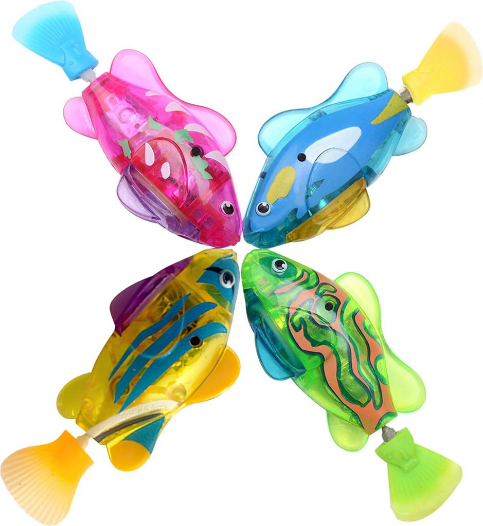 4 Stück elektrisches Fischspielzeug, Kinder elektrisches Fisch Badespielzeug Set mit Licht Wiederverwendbar, 8*2*3.5cm
