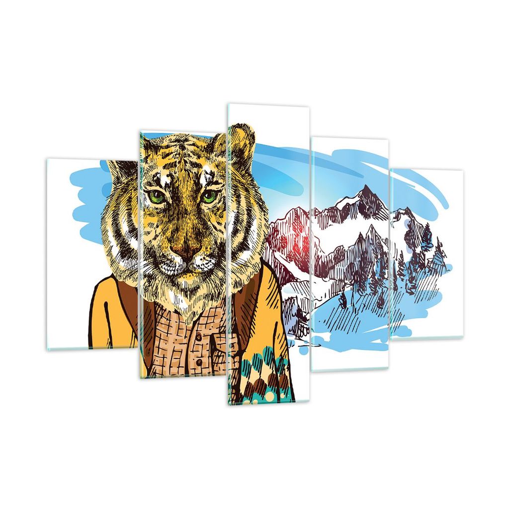 Bilder auf glas - Tiger in den Bergen Kinder Tierwelt - 150x100cm - Glasbilder - Wandbilder - Kunstdruck - Wanddekoration aus Glas - Glas Bilder - ...