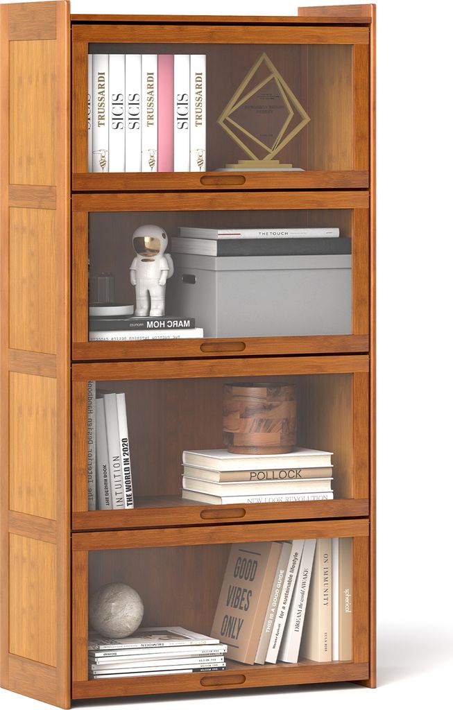 COSTWAY 4-stöckiges Bücherregal mit Türen, 140 cm hohes Produktbild 