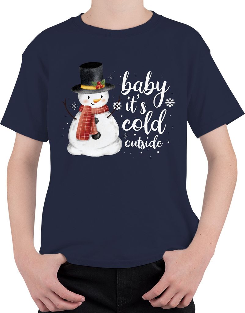 Baby it's cold outside - Weihnachten Weihnachtsgeschenk Christmas Uni Kinder T-Shirt, Navy, 116