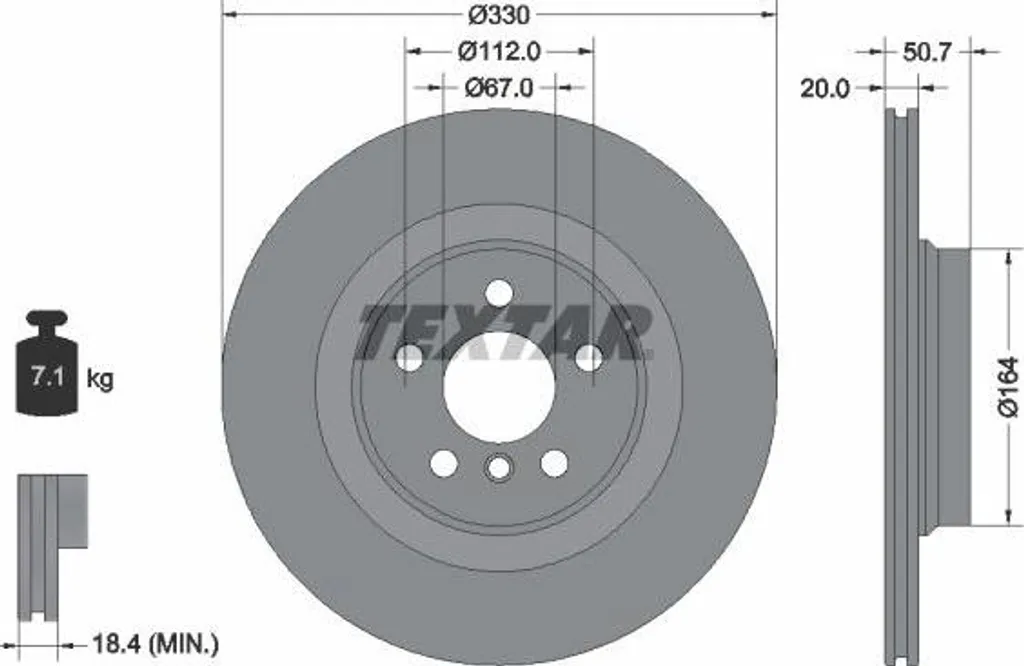 Disque de frein anti-vibration TEXTAR 92306805 pour BMW F40 et F44