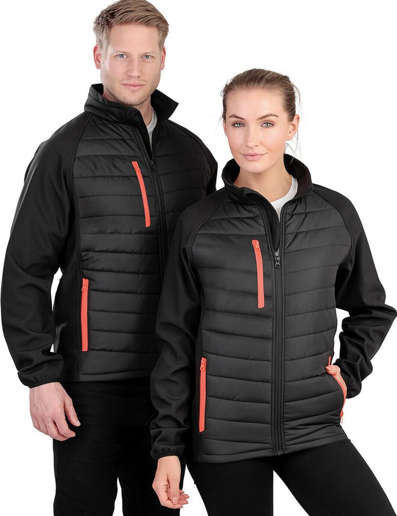 Result Herren Softshelljacke Compass gefüttert PC3326 (S) (Schwarz/Rot)