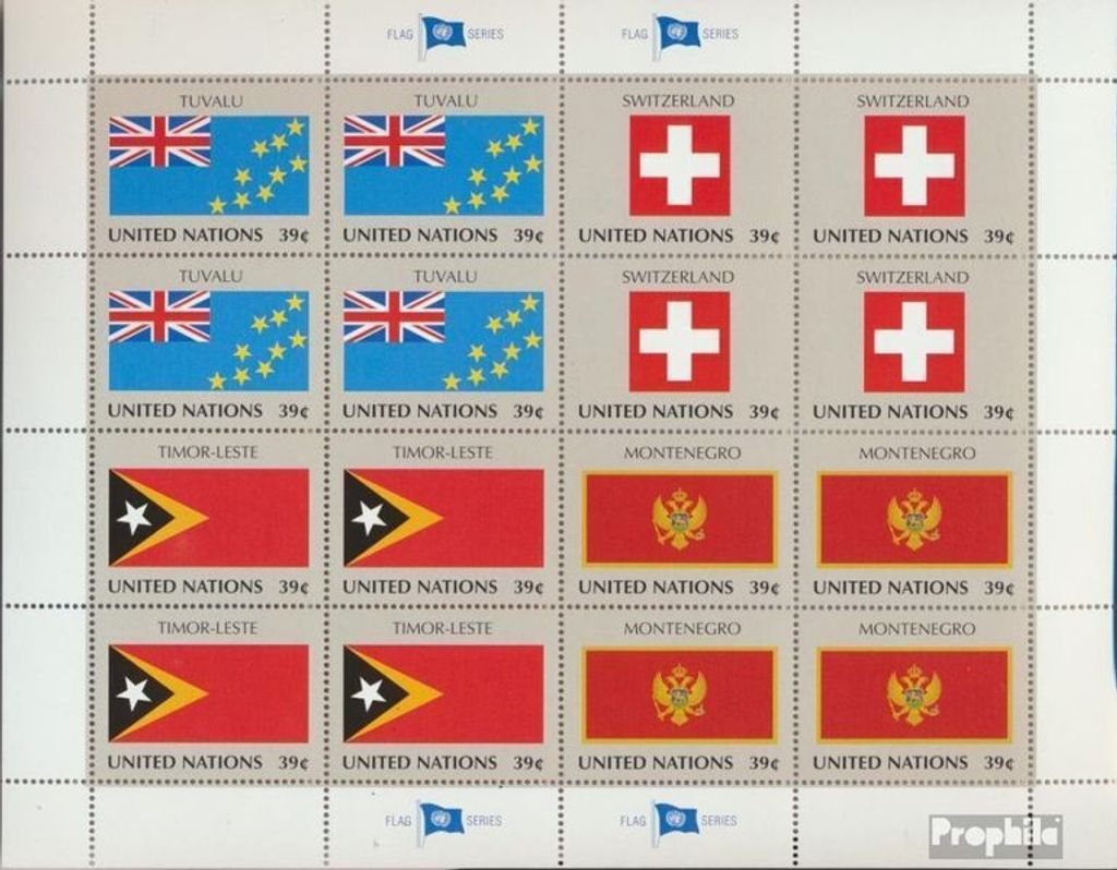 Briefmarken UNO - New York 2007 Mi 1041-1044Klb Kleinbogen (kompl.Ausg.) gestempelt Flaggen