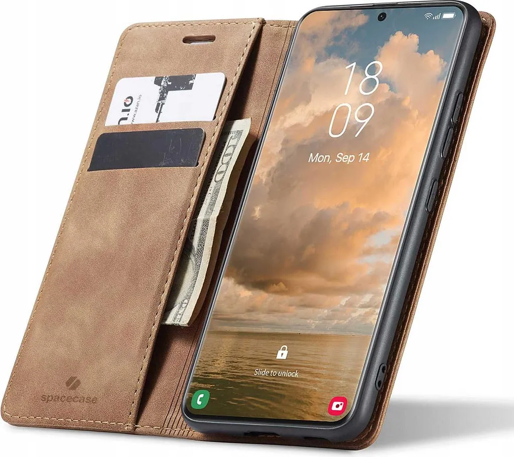 Custodia Wallet S21 Ultra SPACECASE Bronzo: Sicurezza e Slot Carte
