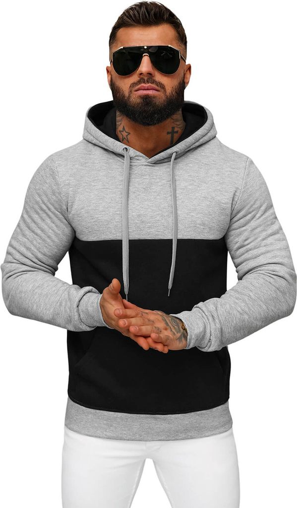 Herren Kapuzenpullover Grau OZONEE JS/8B1317/2 XXL