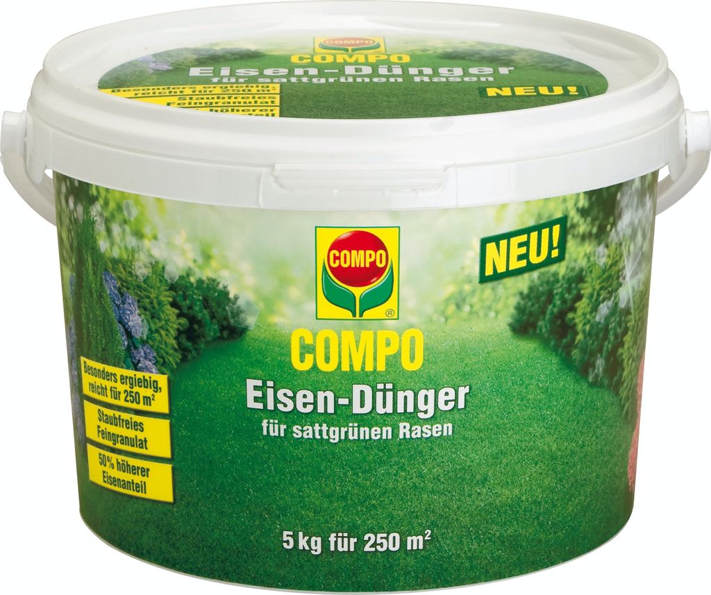 COMPO Eisen-Dünger für sattgrünen Rasen 5 kg für 250 m² Produktbild 