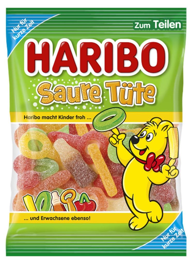 Haribo sour bag super sour colorful fruit gum figures 175g Obrázek produktu 