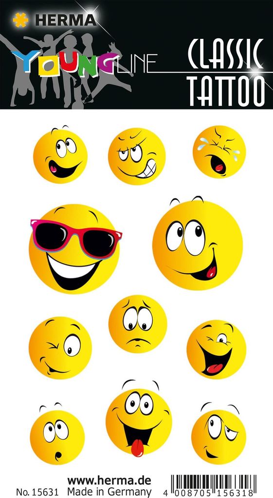 HERMA Tattoo CLASSIC "Happy Face" 1 Blatt à 11 Tattoos