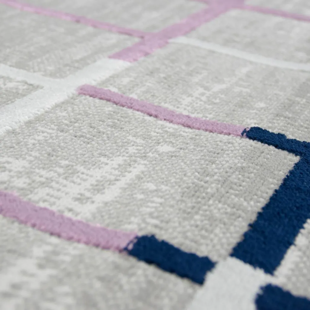 Tapis Design Gris Violet Turquoise - Texture Douce et Finition Premium
